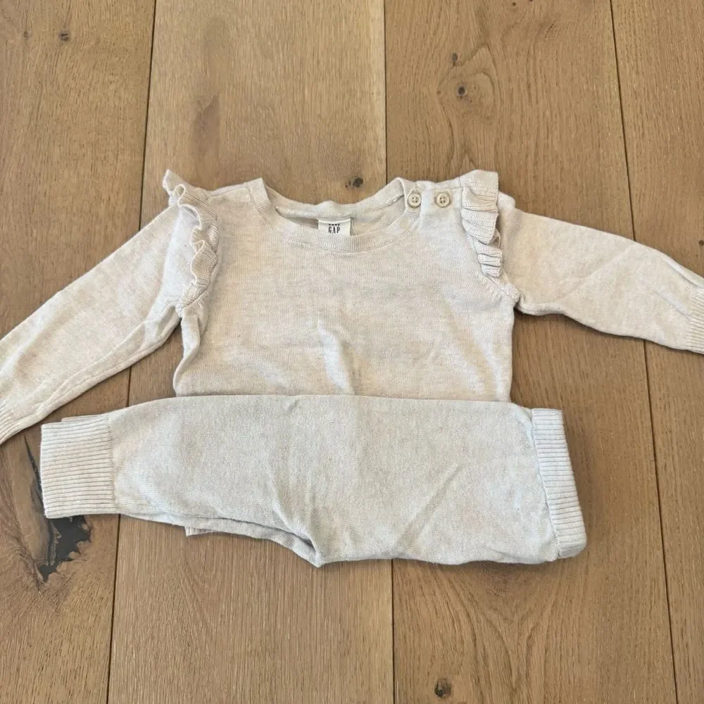 Cream Ruffle Baby Sweater and Pants Sets - Baby Gap Bundle